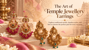 Temple jewellery earrings with traditional motifs and stone detailing