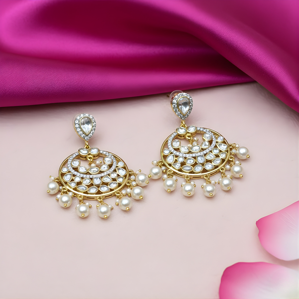 Regal Polki Chanbali Pearl Earrings