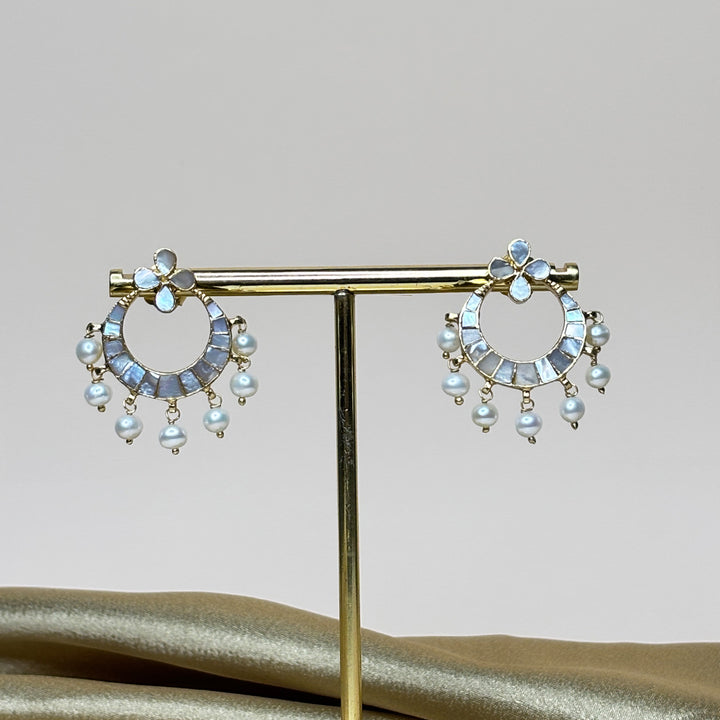 Serene Bloom Mother of Pearl Chandbali