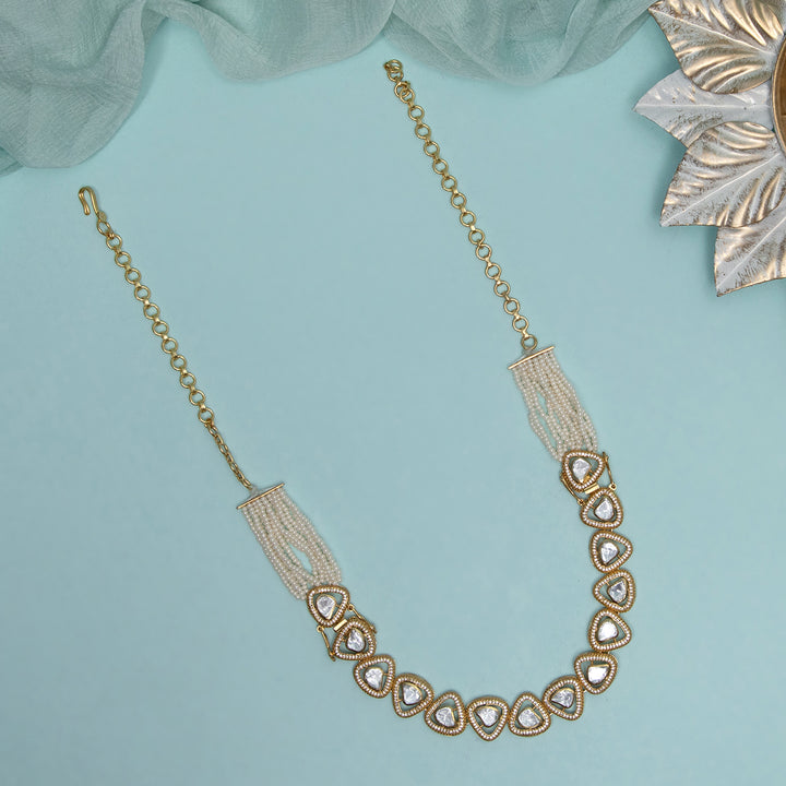 Pearl White Stone Choker Necklace Cum Bracelet Set
