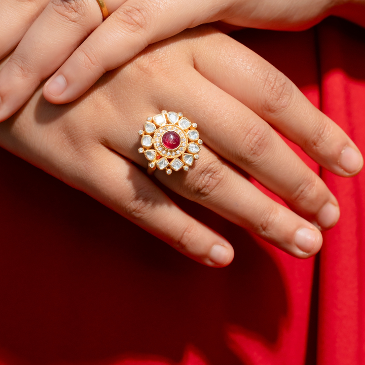 Precious Moissanite Ring with Semi-precious Stones