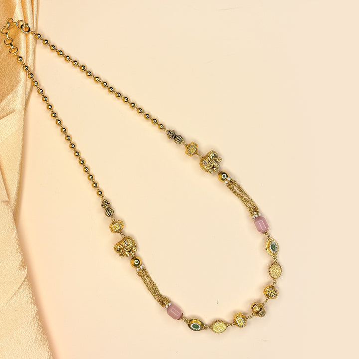 Elephant Bloom Mala with Gold Accents