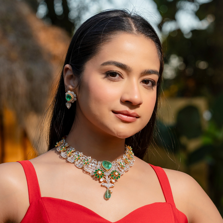 EMERALD FLORA NECKLACE SET
