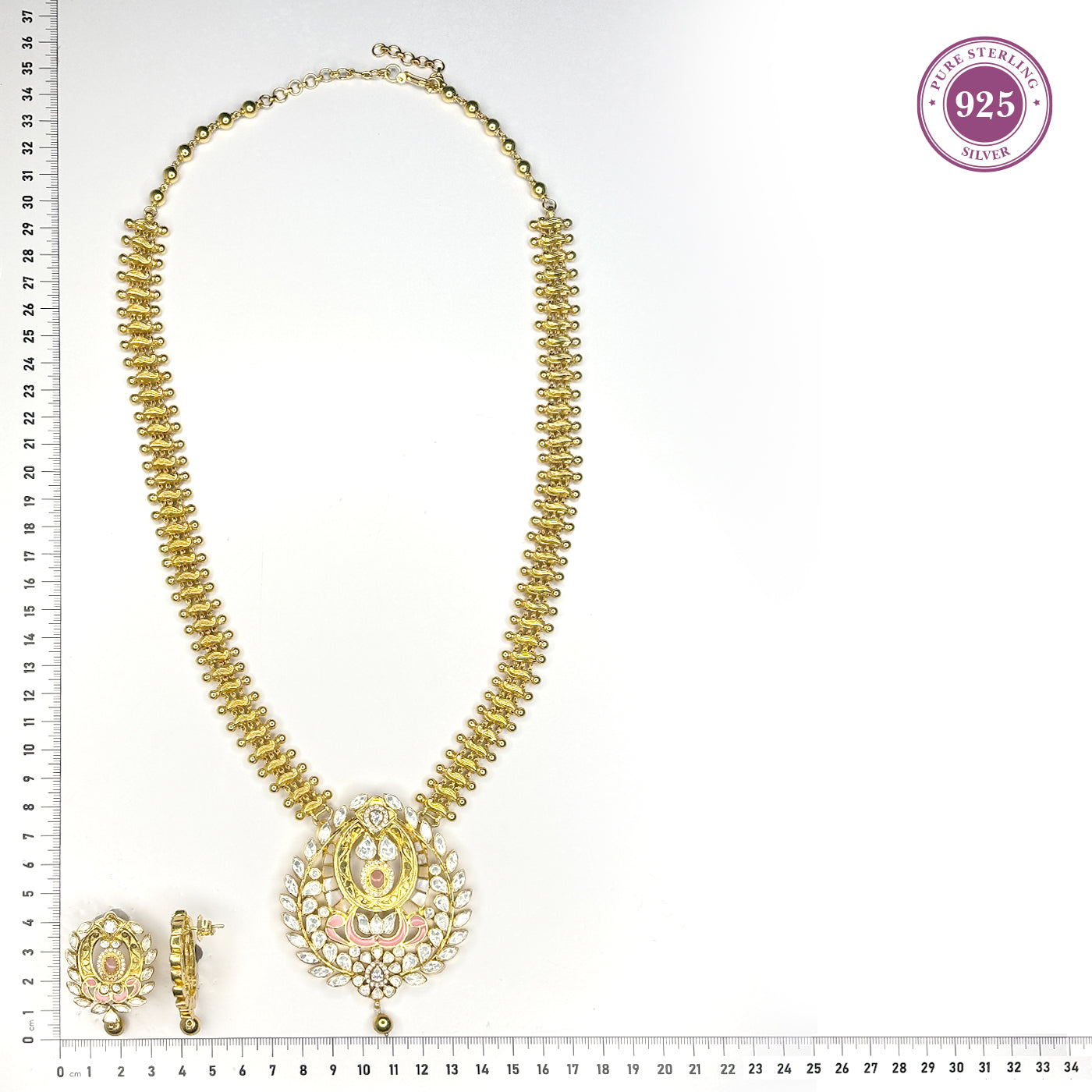 Regal Reflection Moissanite Long Necklace & Stud Set