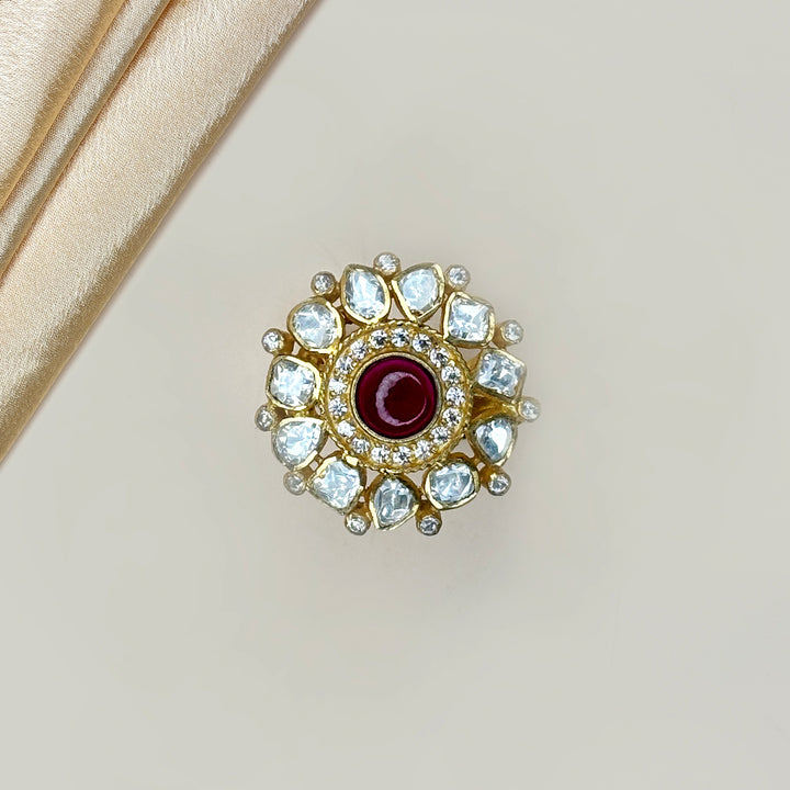 Precious Moissanite Ring with Semi-precious Stones