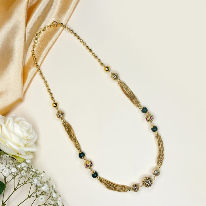 Traditional Green Aura Mala with Decorative Accents