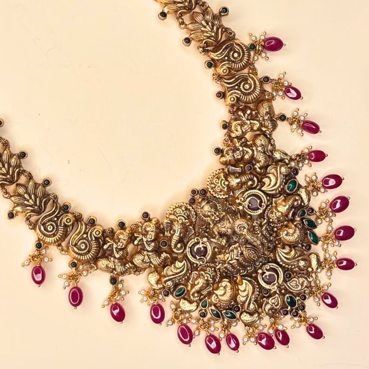 Antique Gold Lakshmi Haram Necklace