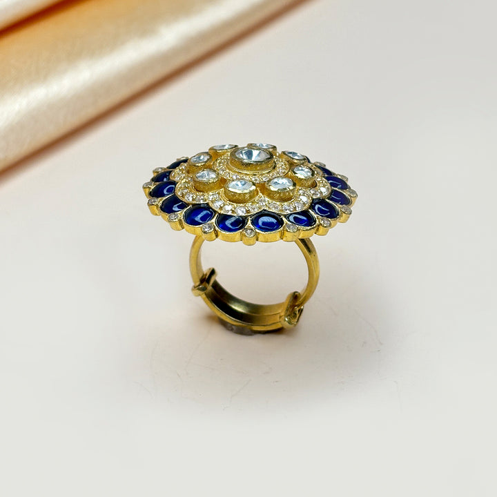Radiant Moissanite Stone Ring with Semi Precious Stones