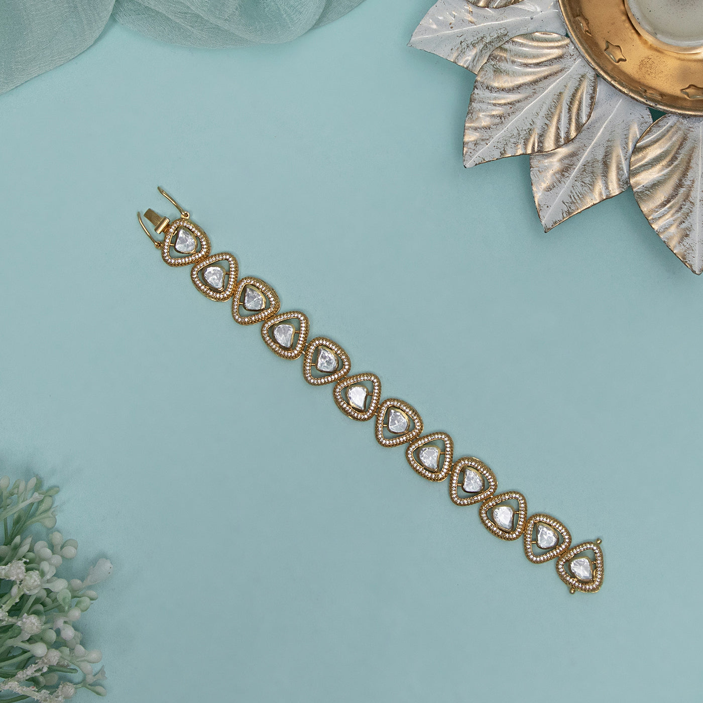 Pearl White Stone Choker Necklace Cum Bracelet Set