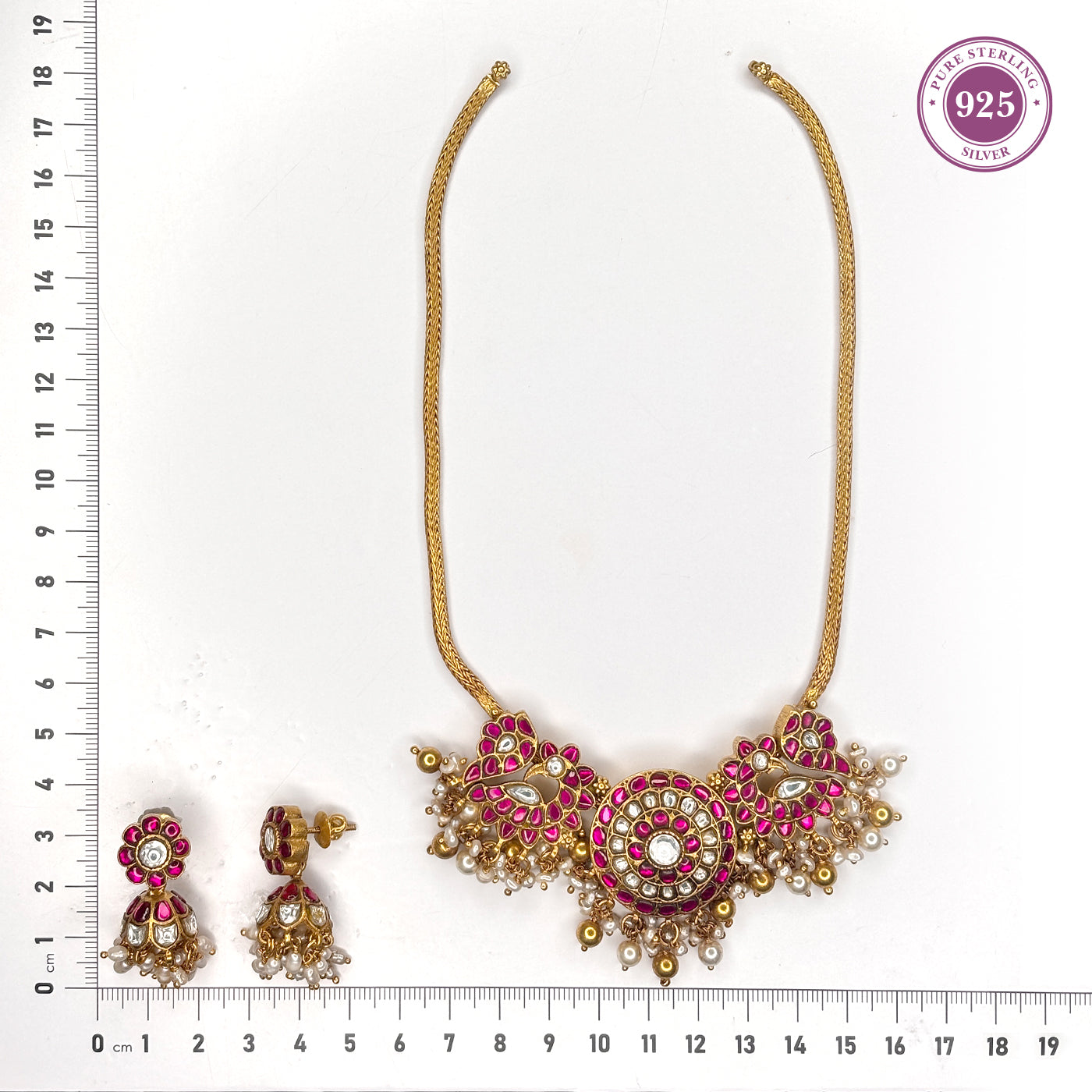 Traditional Kundan Polki Necklace Set with Jhumka Earrings