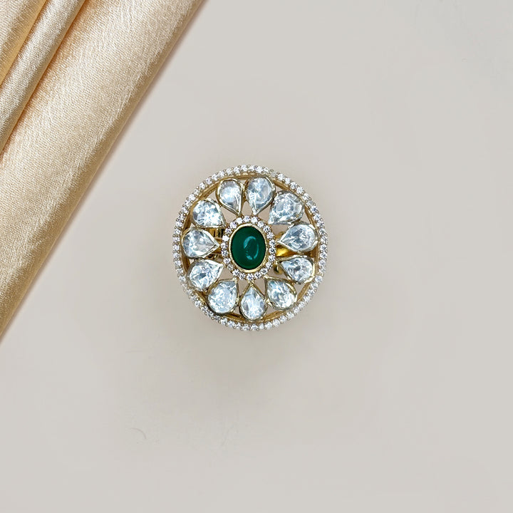 Green Sparkle Moissanite Engagement Ring