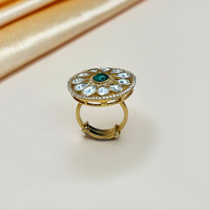 Green Sparkle Moissanite Engagement Ring