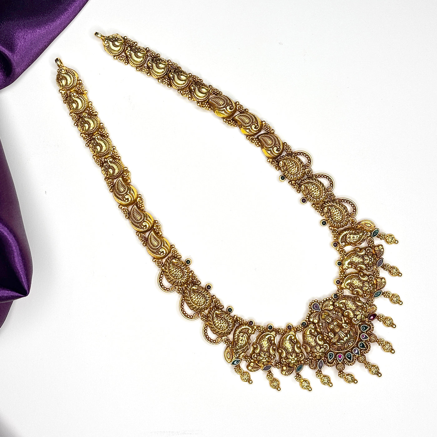 Lakshmi Peacock Necklace – Antique Gold Plated Set with Earrings