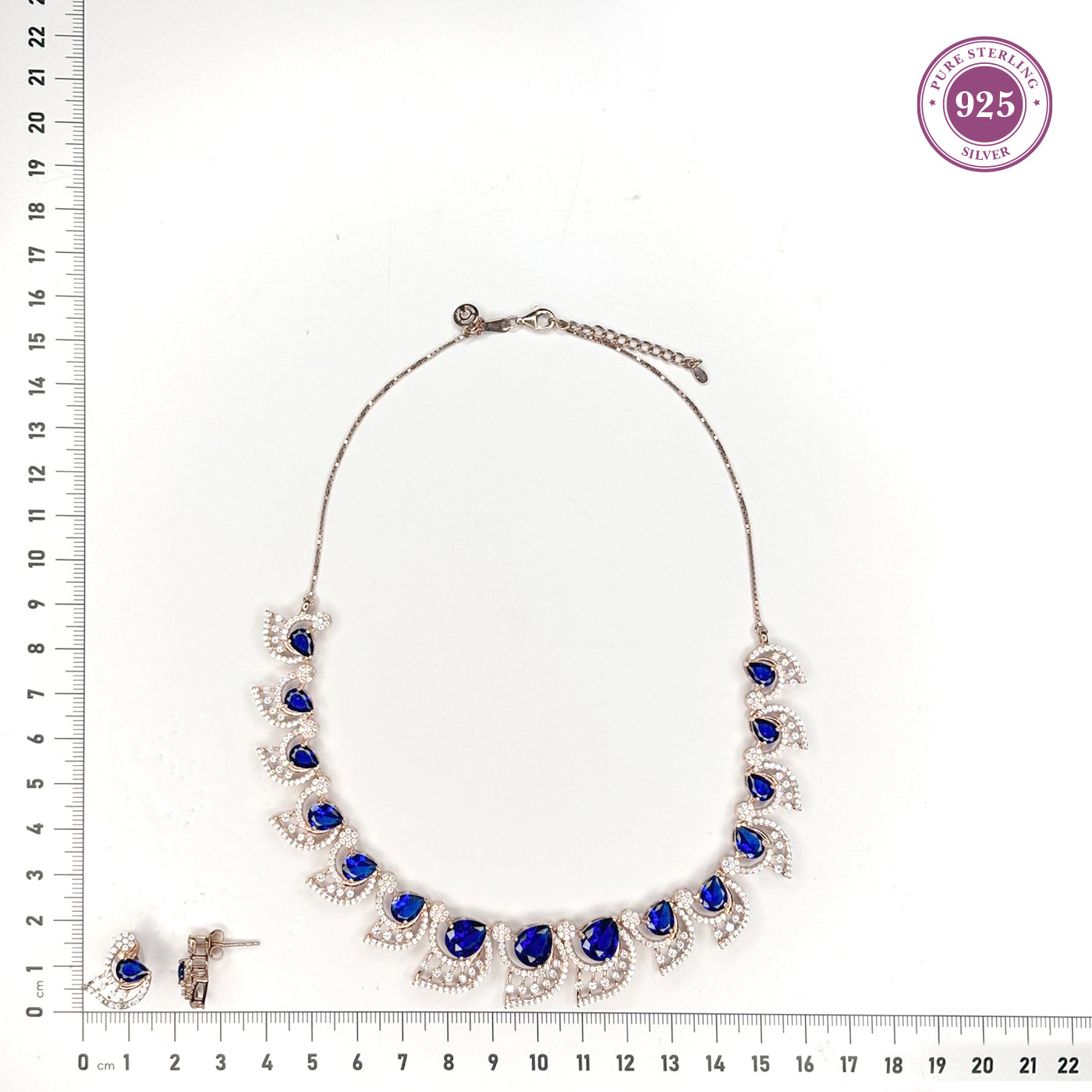 Blue Teardrop Necklace Set