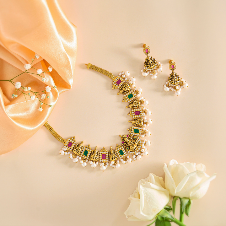 Regal Radiance Antique Pearl Necklace Set