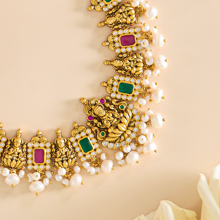 Regal Radiance Antique Pearl Necklace Set