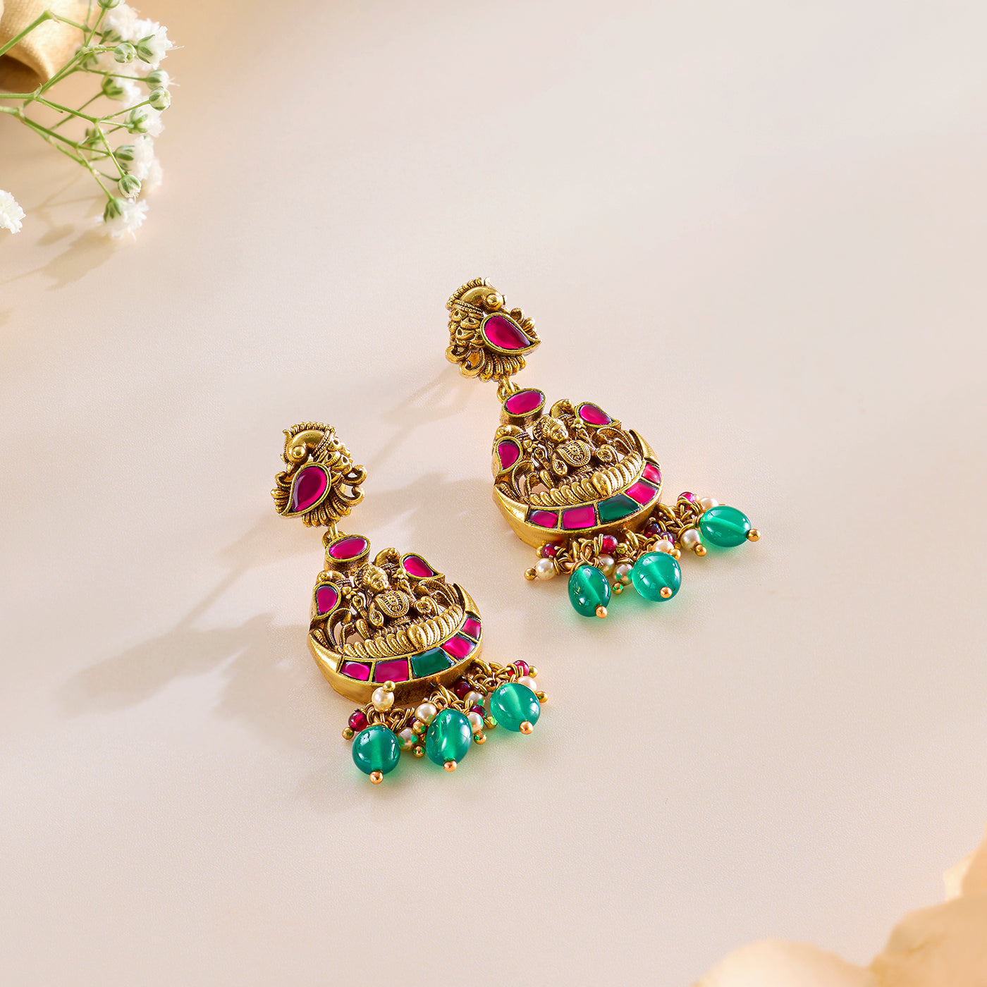 Regal Glow Lakshmi Temple Nagas Necklace Set