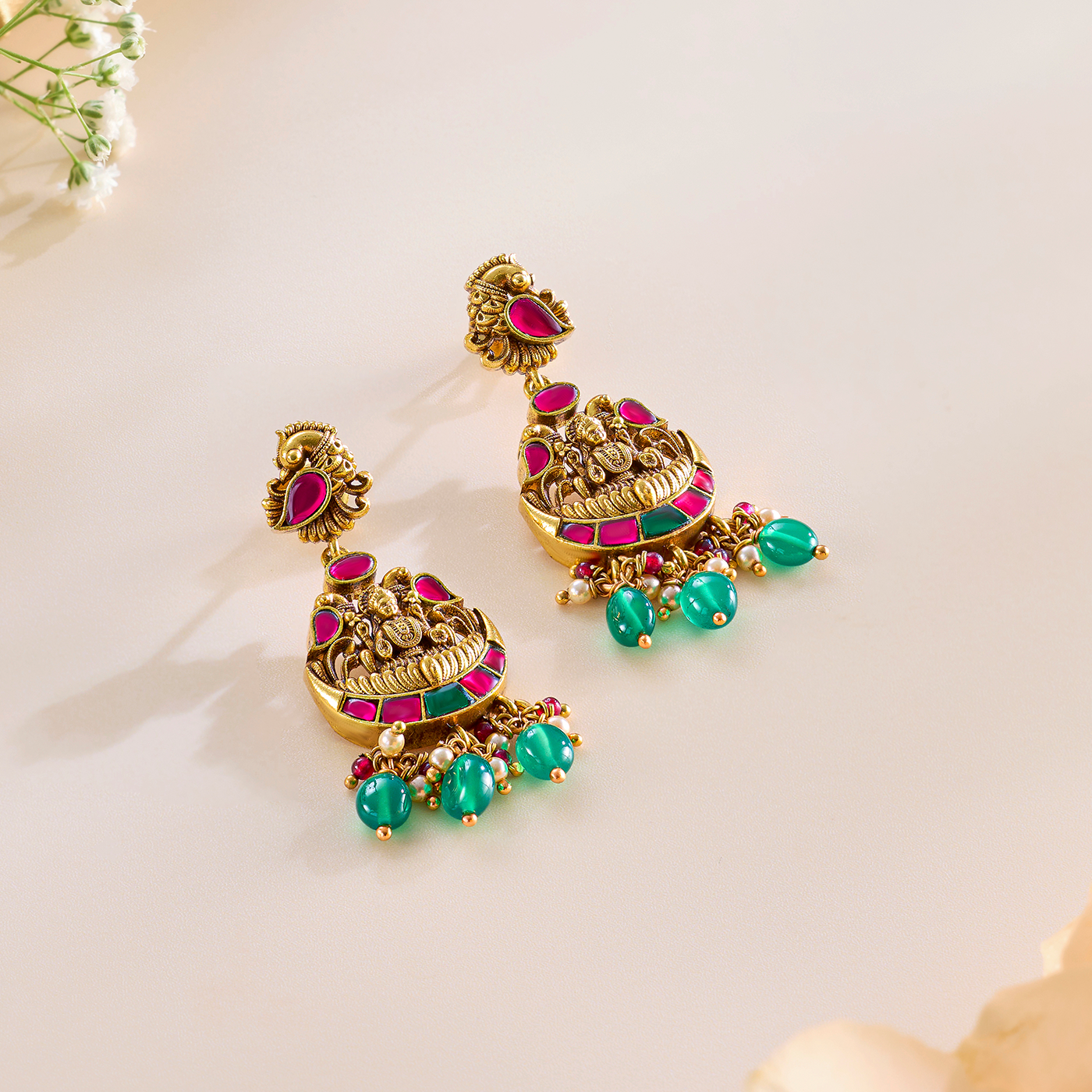 Regal Glow Lakshmi Temple Nagas Necklace Set
