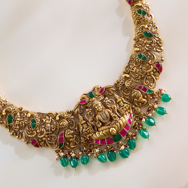Regal Glow Lakshmi Temple Nagas Necklace Set