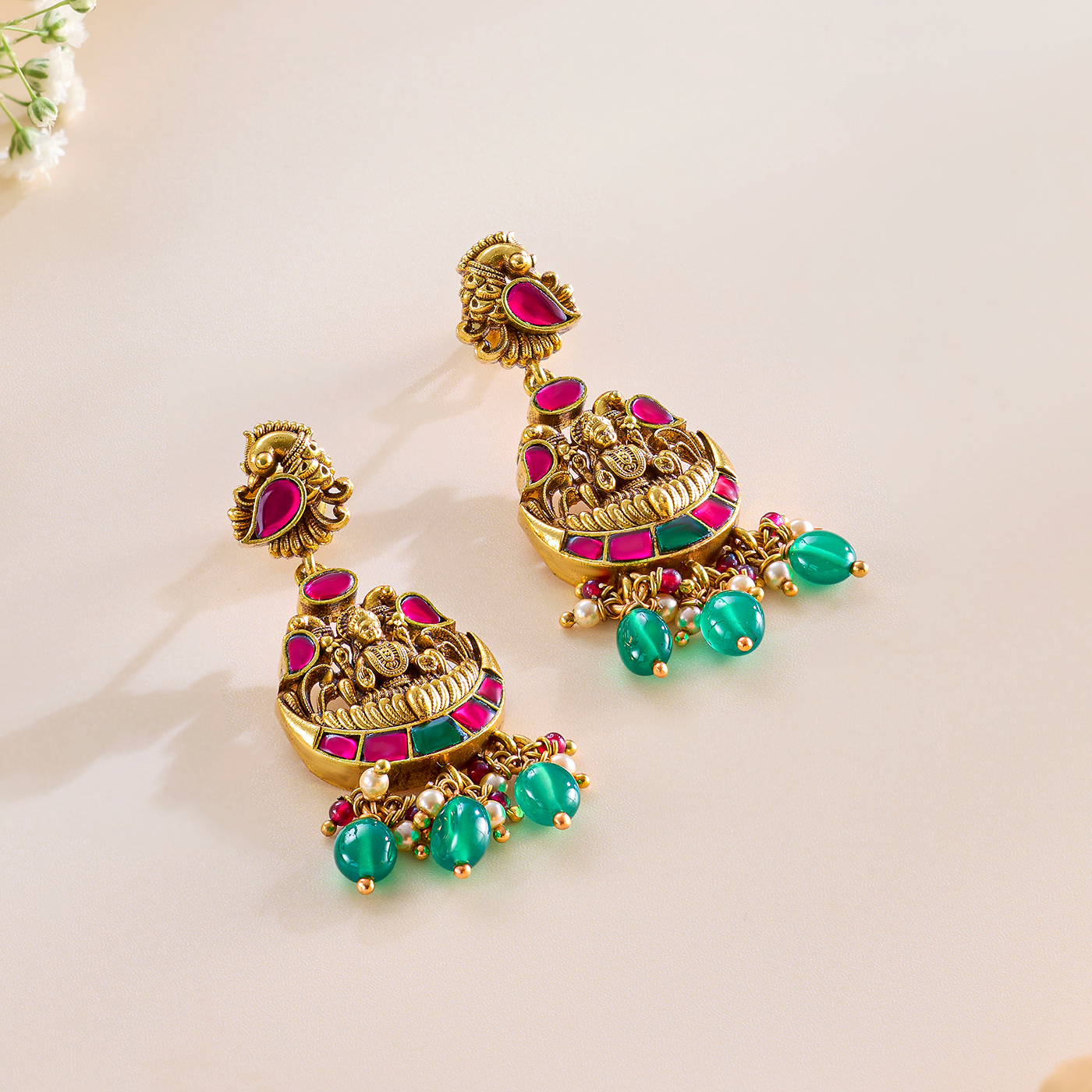 Regal Glow Lakshmi Temple Nagas Necklace Set