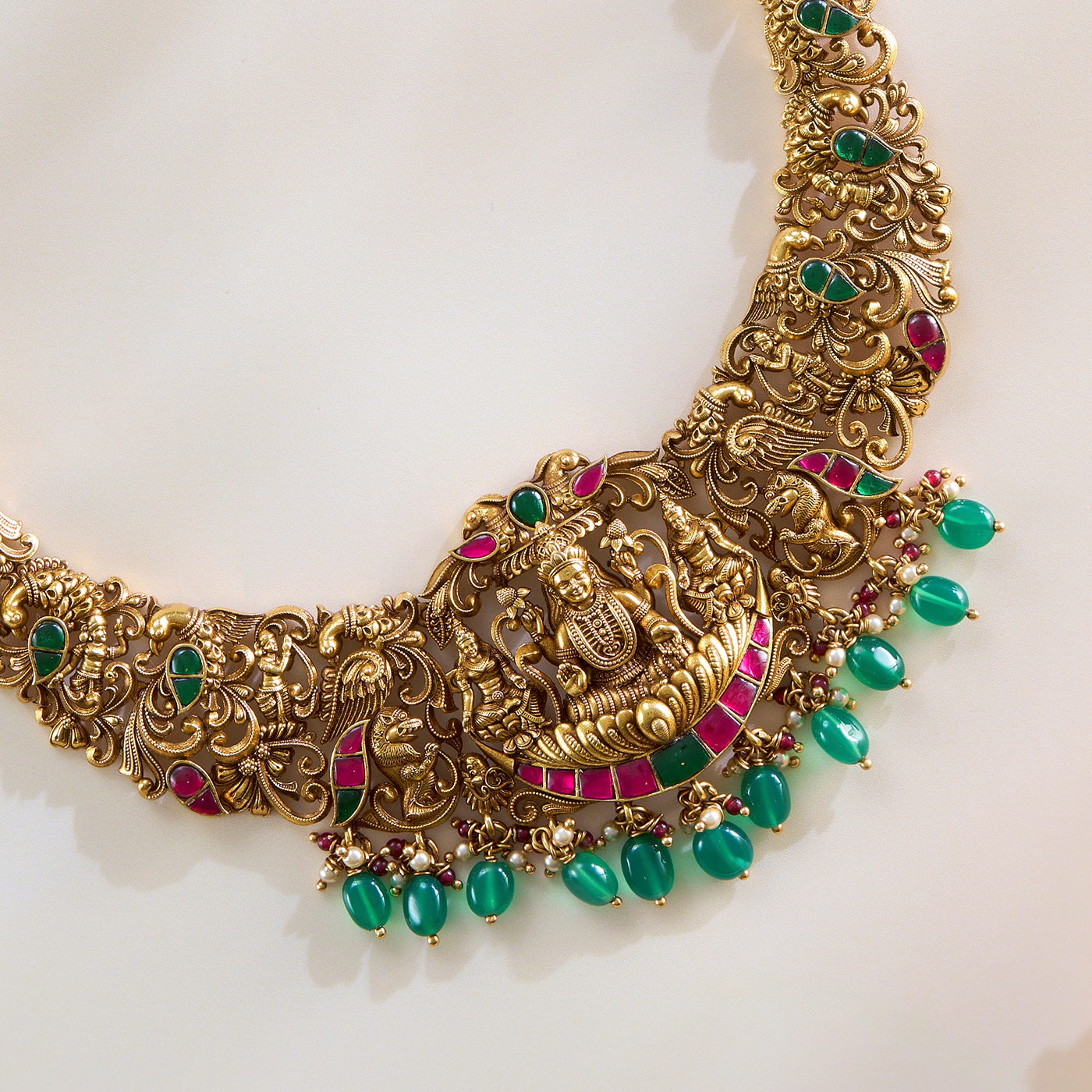 Regal Glow Lakshmi Temple Nagas Necklace Set