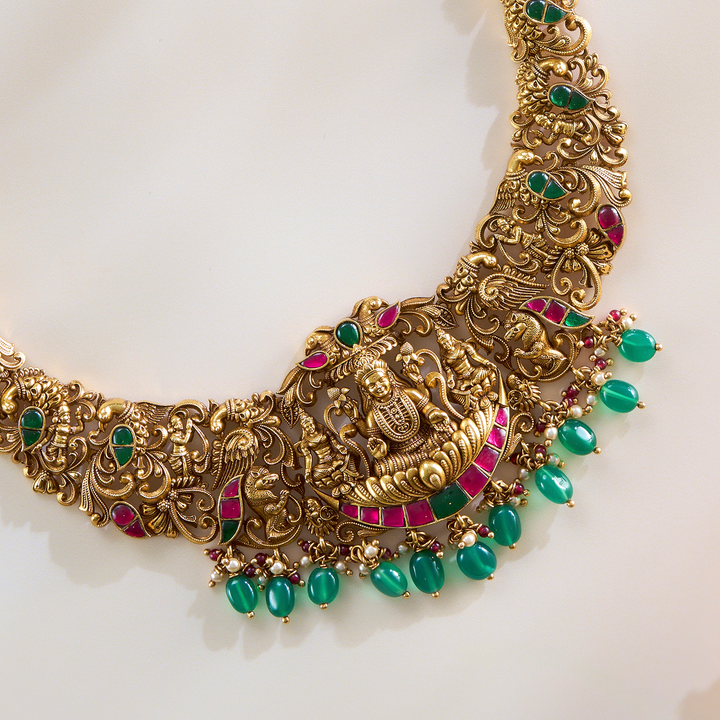 Regal Glow Lakshmi Temple Nagas Necklace Set