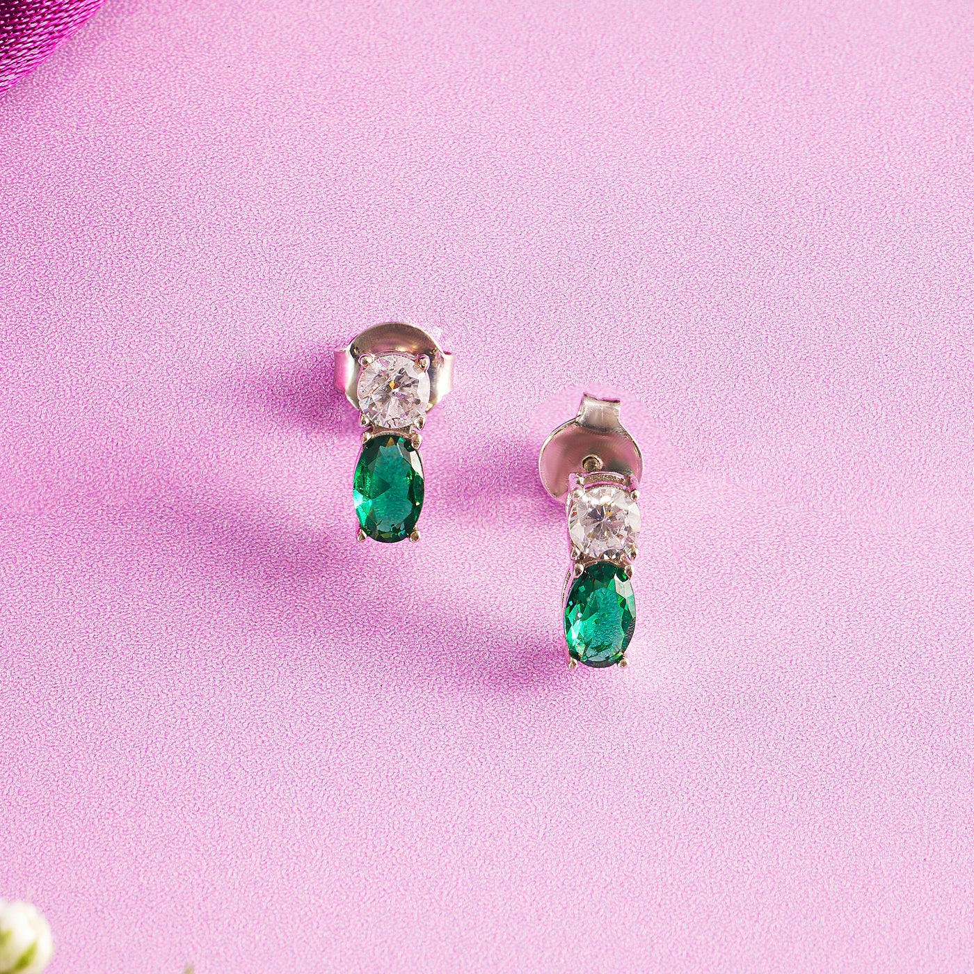 Brilliant White Stone Necklace & Earring Set in Sterling Silver