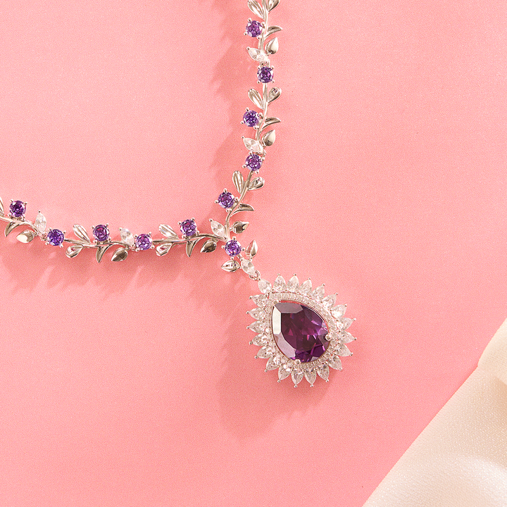 Lavender Gleam Teardrop Purple Necklace & Earring Set