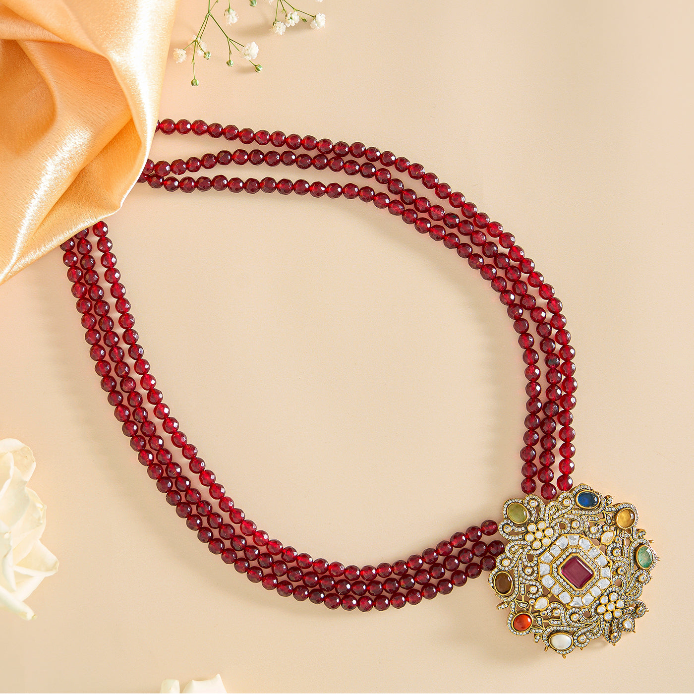 Radiant Legacy Victorian Navratan Gemstone Pendant
