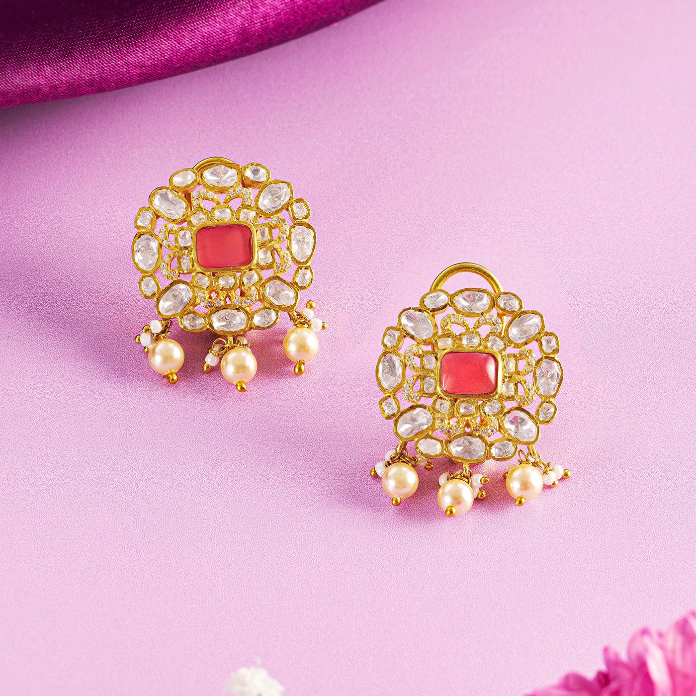 Crimson Crest Moissanite Pendant & Earrings Set