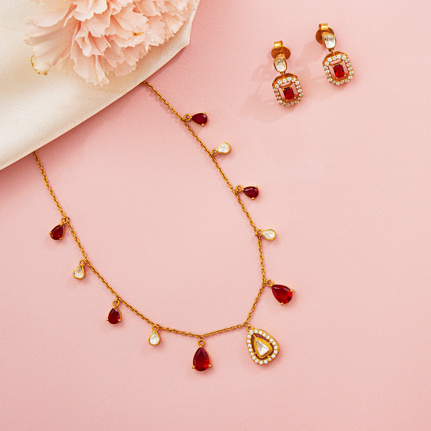 Timeless Red Stone Necklace Set