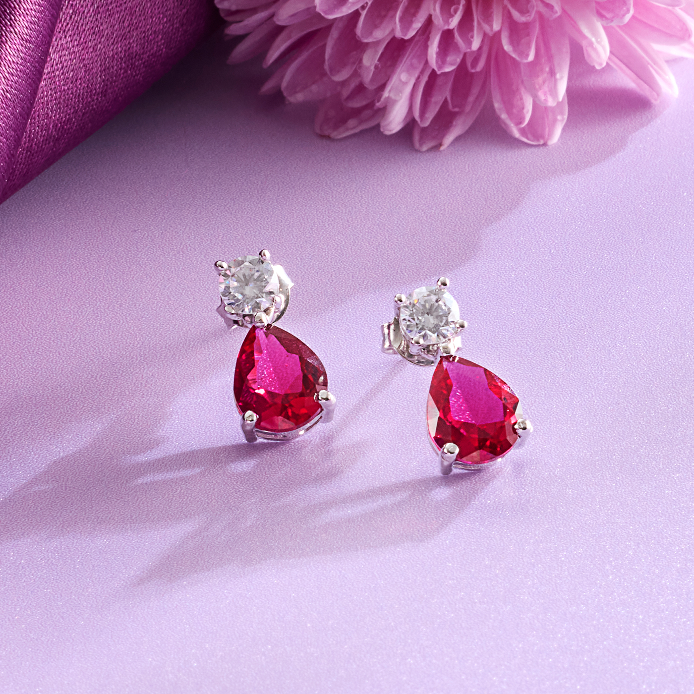 Radiant Pink Leaf Cascade Necklace & Earring Set