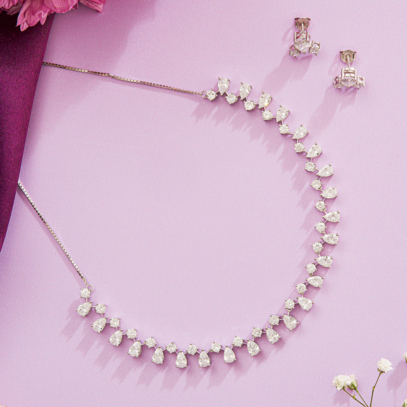 Cubic Zirconia Necklace & Earrings with Heritage Grace