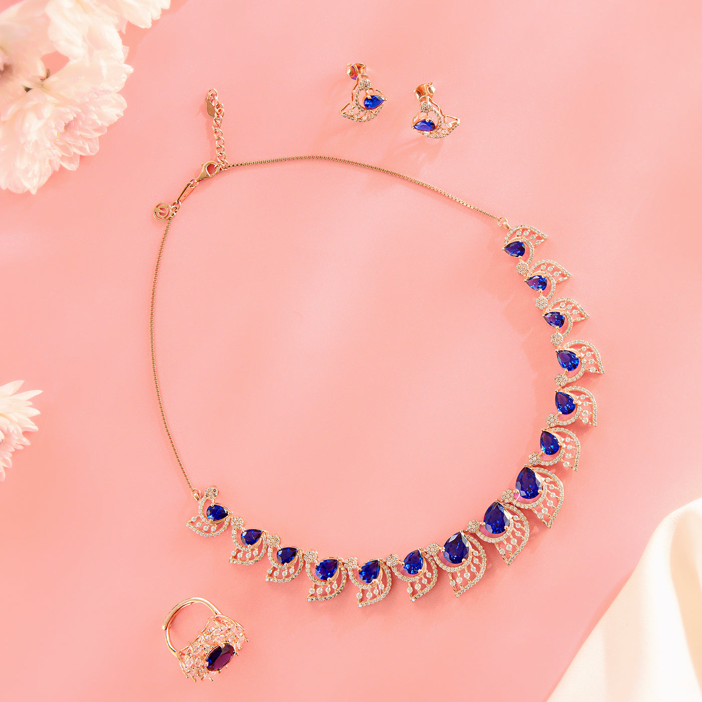 Blue Teardrop Necklace Set