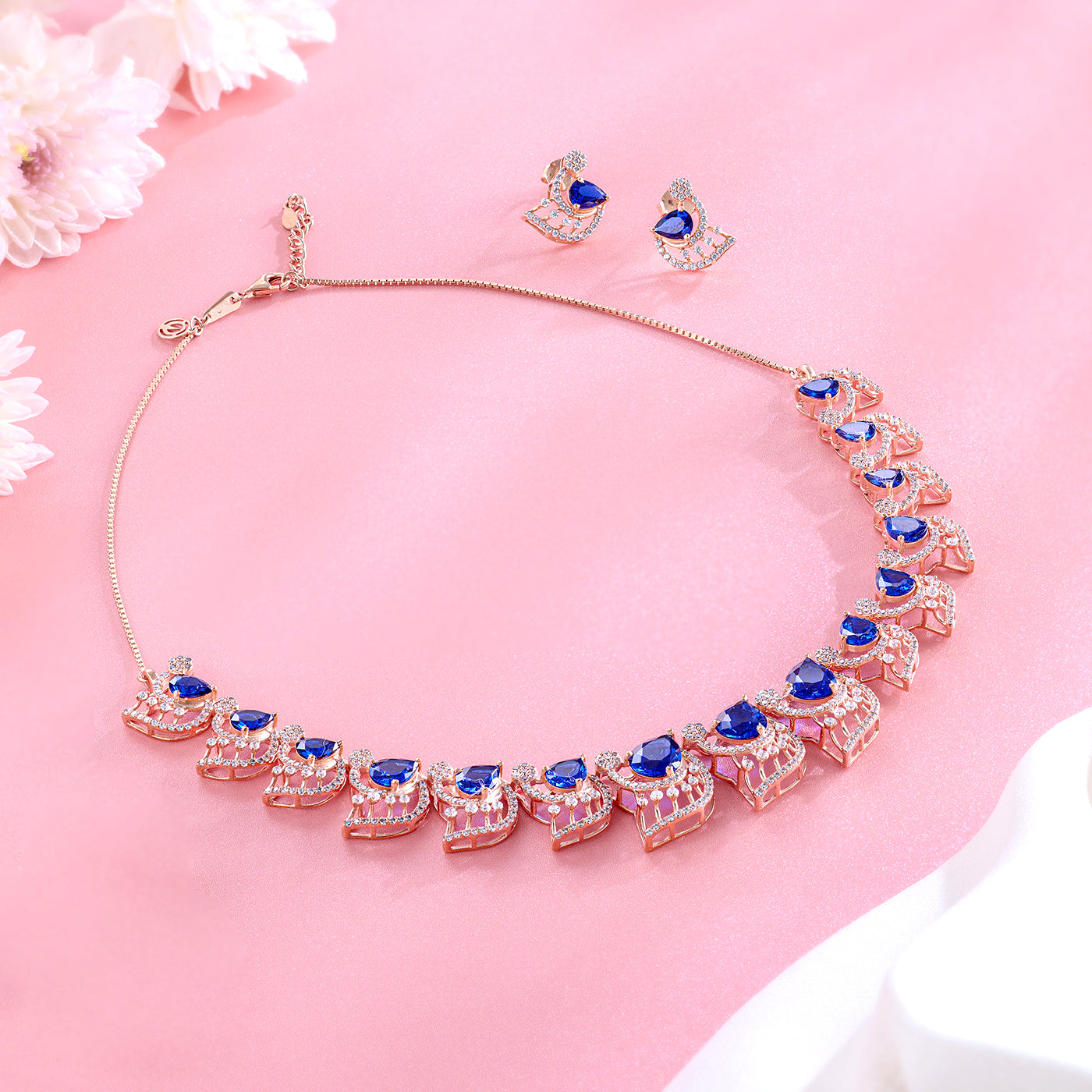 Blue Teardrop Necklace Set