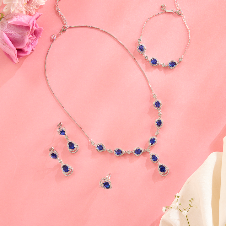 Radiant Blue Stone Necklace Set