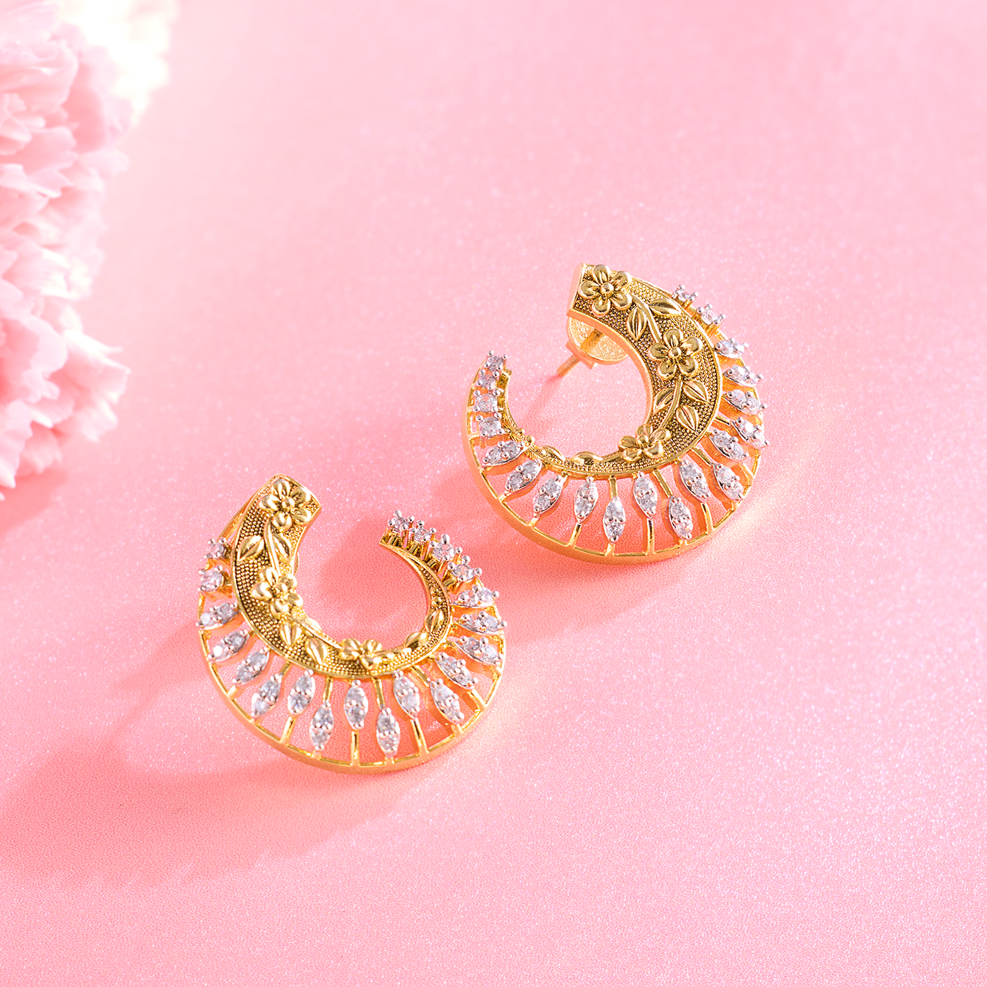 Elegant Gold-Plated White Stone Necklace Set