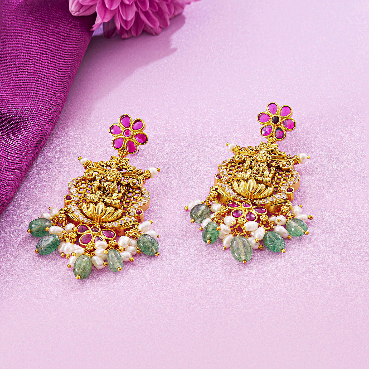 Timeless Lakshmi Antique Gold Short Necklace Set