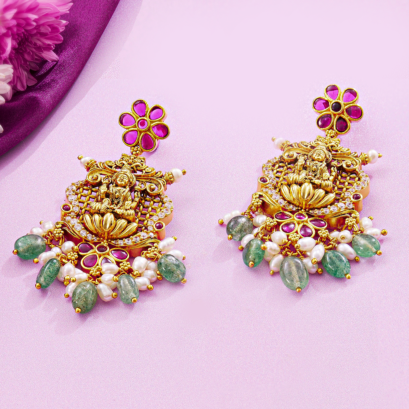 Timeless Lakshmi Antique Gold Short Necklace Set