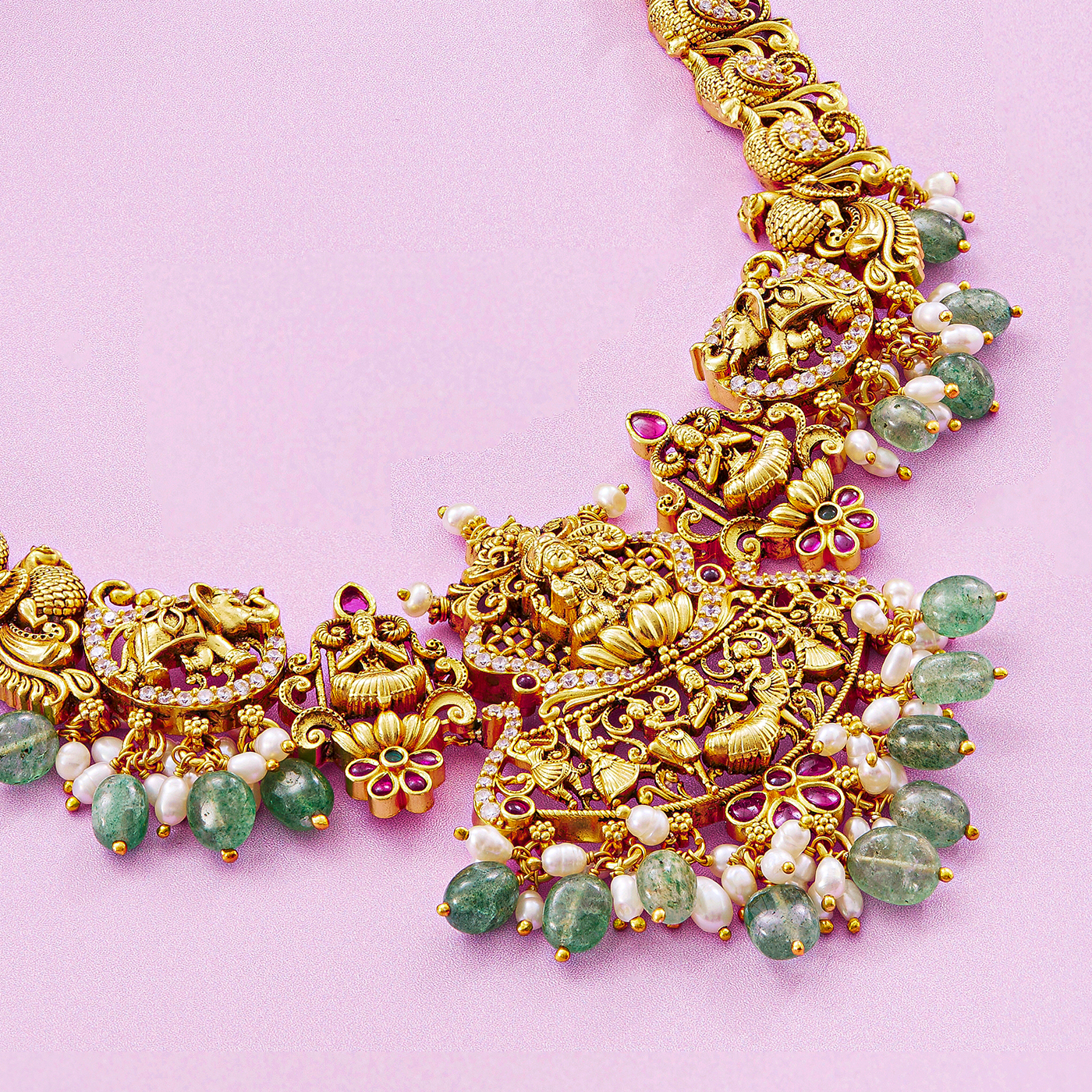 Timeless Lakshmi Antique Gold Short Necklace Set