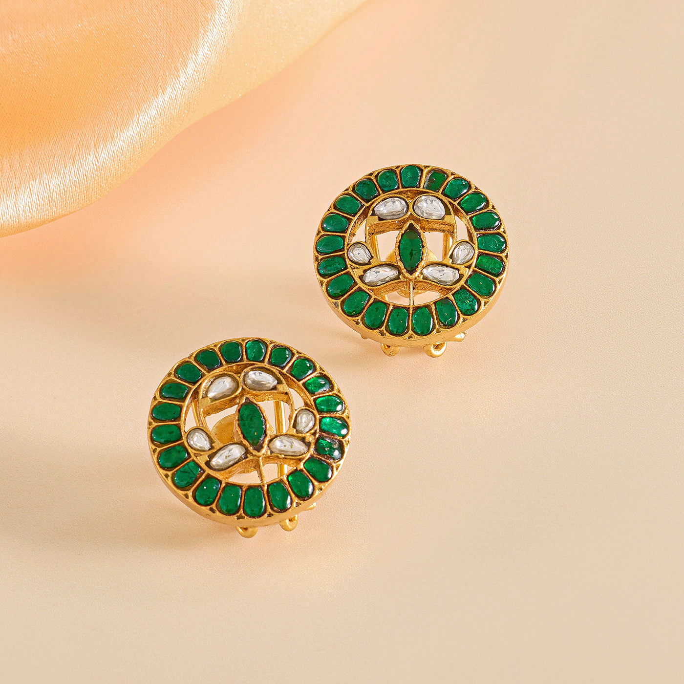 Traditional Green Kundan Pendant Set with Turtle Design