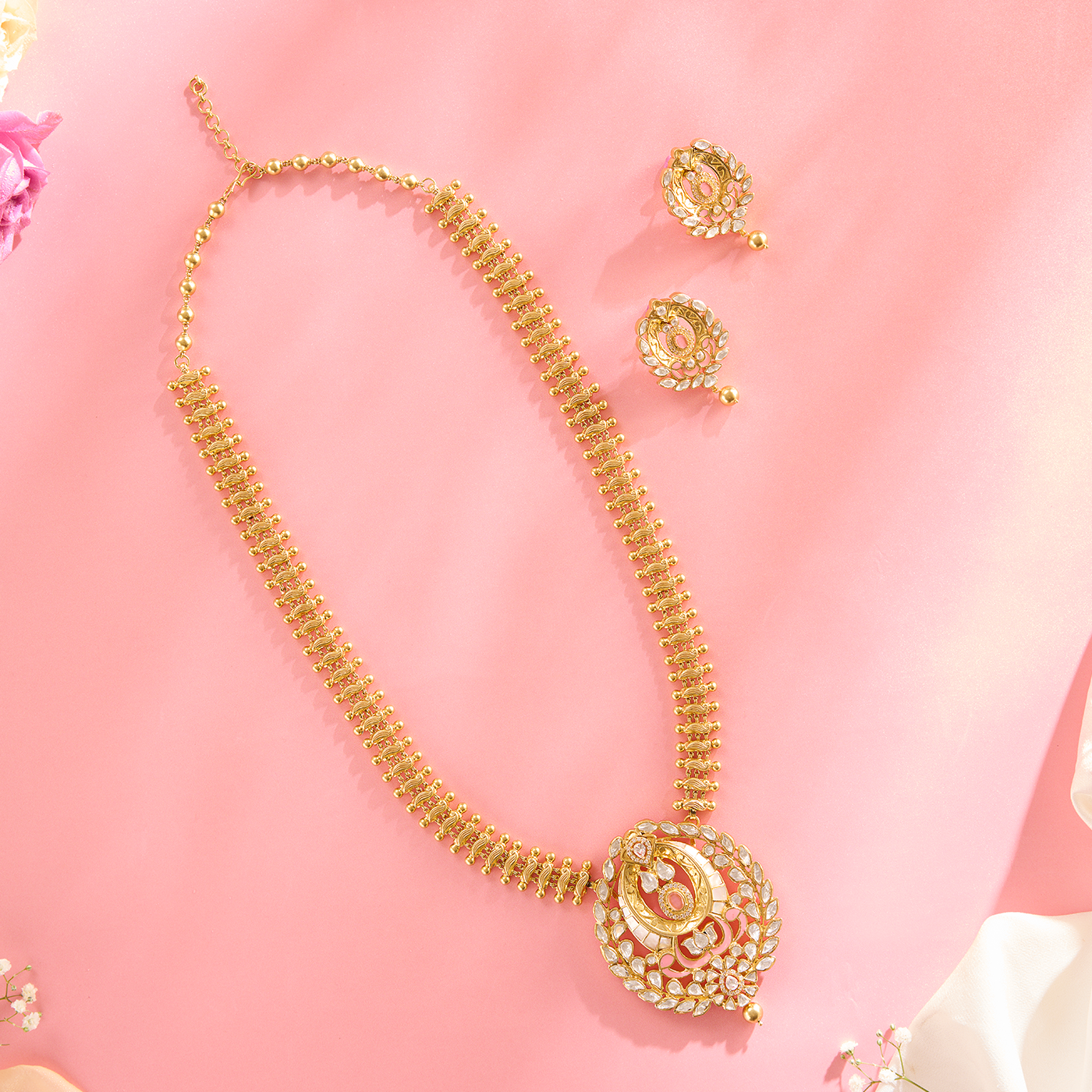 Regal Reflection Moissanite Long Necklace & Stud Set