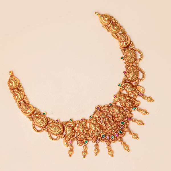 Gold Plated Lakshmi Temple Necklace Set with Earrings