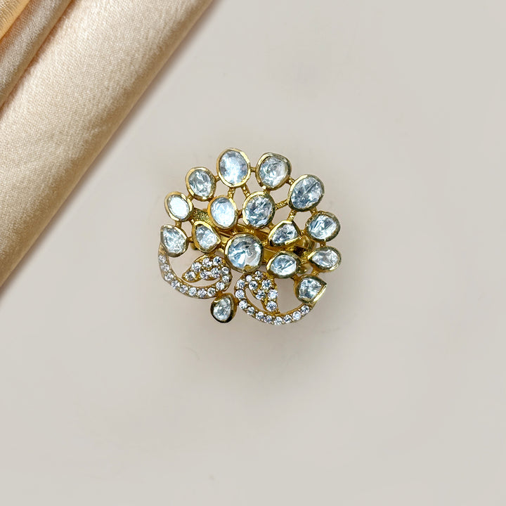 Elegant Polki-Inspired Moissanite Ring