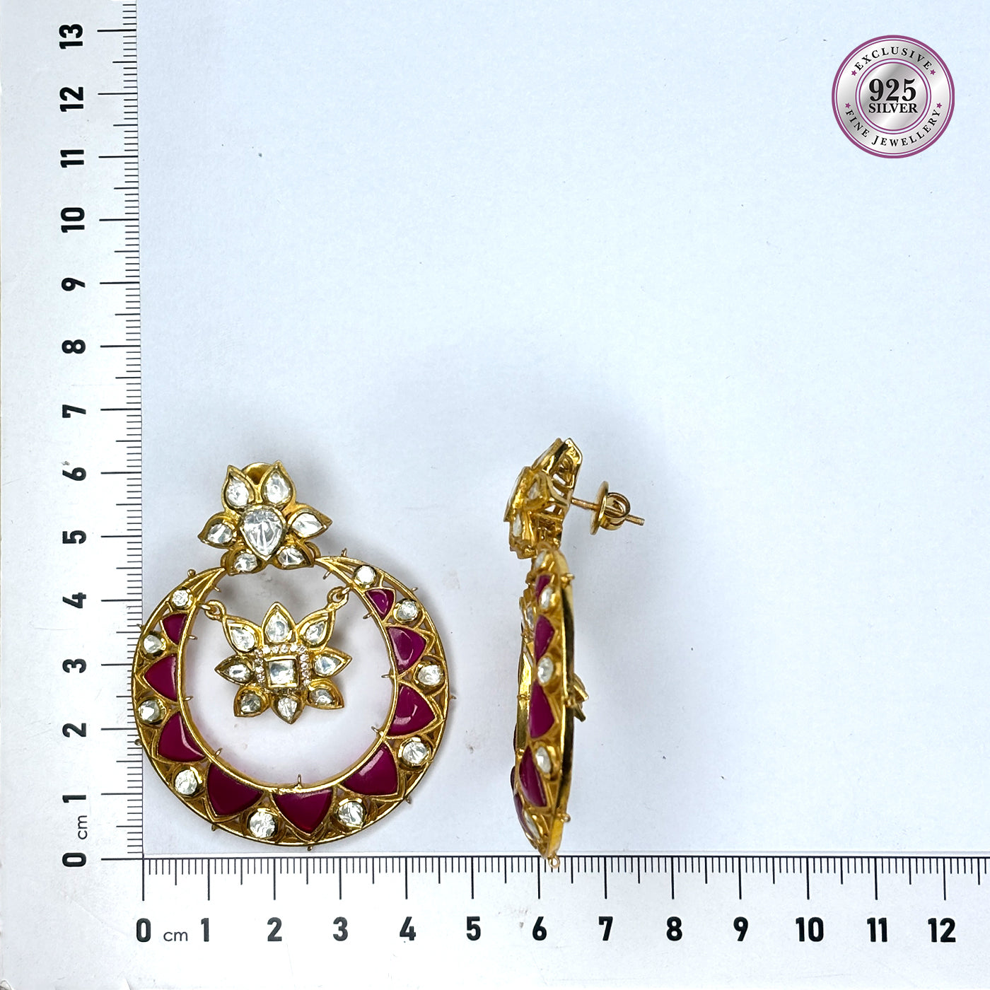 CRIMSON ROYALE CHANDBALIS in 925 sterling silver jewellery image 2