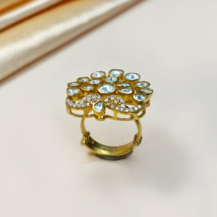 Elegant Polki-Inspired Moissanite Ring