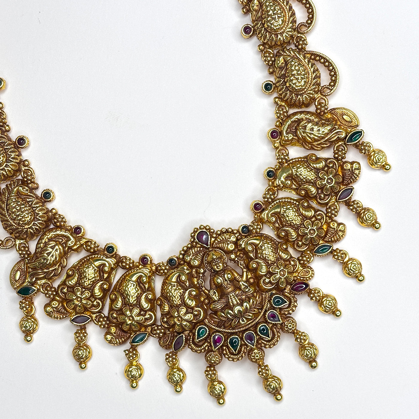 Lakshmi Peacock Necklace – Antique Gold Plated Set with Earrings