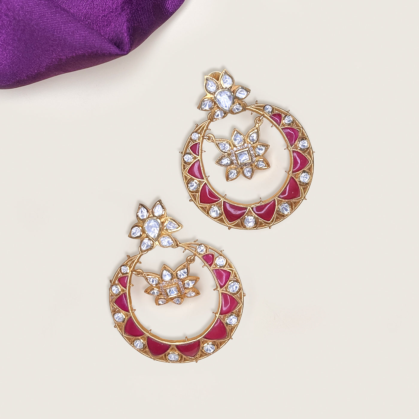 CRIMSON ROYALE CHANDBALIS in 925 sterling silver jewellery