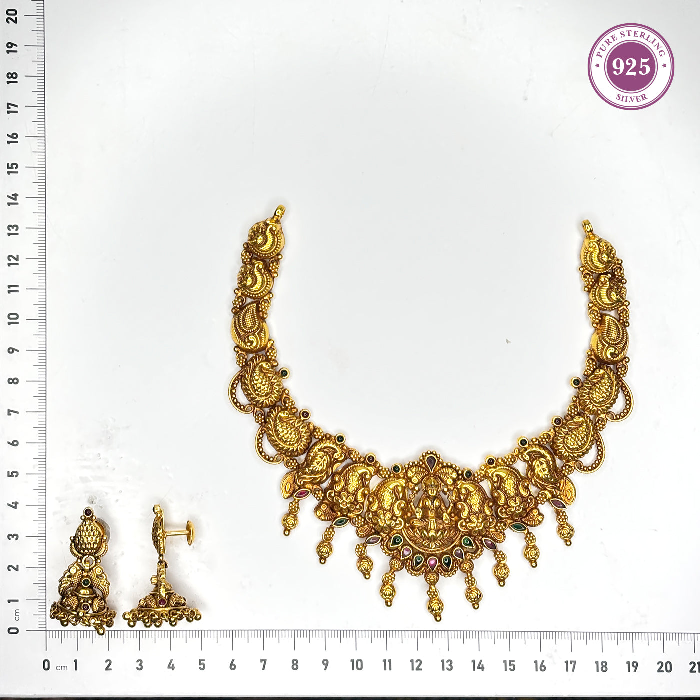 Divine Goddess Lakshmi Necklace Set and Earrings