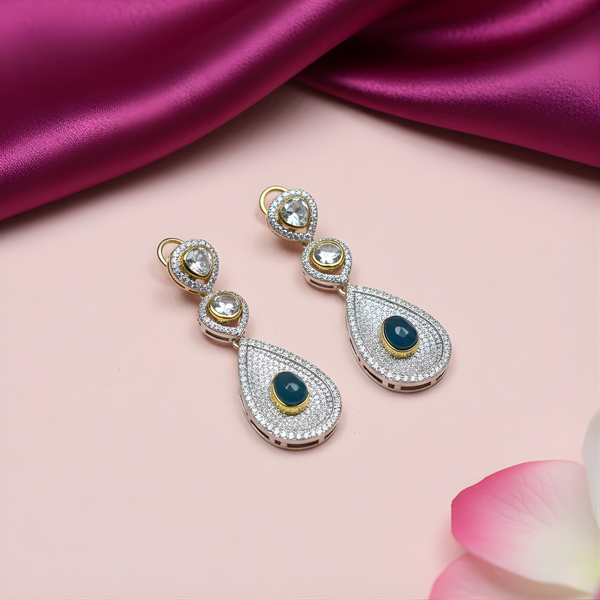 Beautiful Chandelier Earrings with Blue Stone